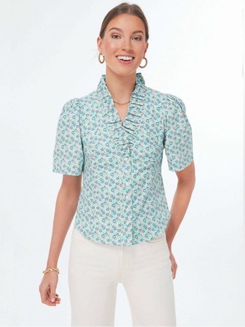 Tuckernuck Hyacinth House Rory V-Neck Short Sleeve Floral Print
Blouse XS